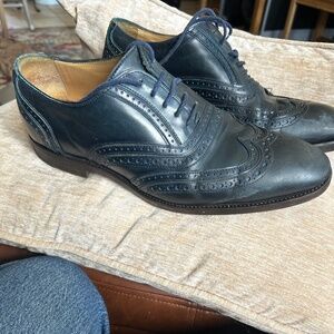 Etro dark blue leather brogues